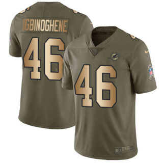 Nike Dolphins #46 Noah Igbinoghene Olive Gold Men's Stitched NFL Limited 2017 Salute To Service Jersey