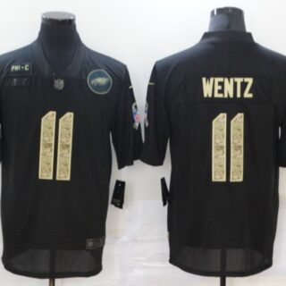 Nike Eagles 11 Carson Wentz Black Camo 2020 Salute To Service Limited Jersey