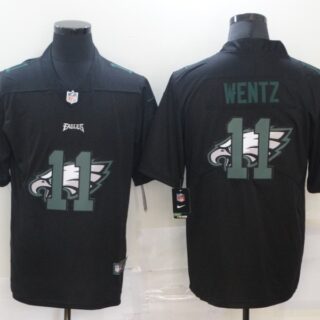 Nike Eagles 11 Carson Wentz Black Shadow Logo Limited Jersey