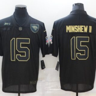 Nike Jaguars 15 Gardner Minshew II Black 2020 Salute To Service Limited Jersey