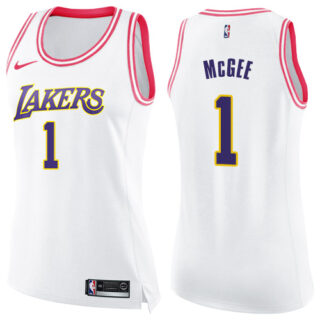 Nike Lakers #1 JaVale McGee White Pink Women's NBA Swingman Fashion Jersey
