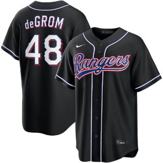 Nike Men's Texas Rangers #48 Jacob Degrom 2026 Black Out Fashion Jersey