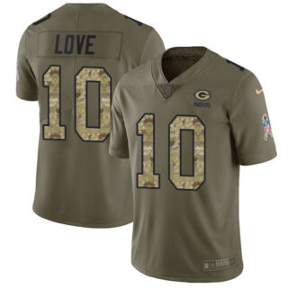 Nike Packers #10 Jordan Love Olive Camo Men's Stitched NFL Limited 2017 Salute To Service Jersey