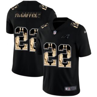 Nike Panthers 22 Christian McCaffrey Black Statue Of Liberty Limited Jersey