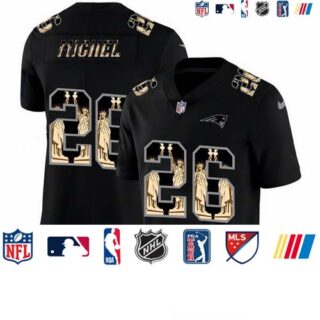 Nike Patriots 26 Sony Michel Black Statue Of Liberty Limited Jersey