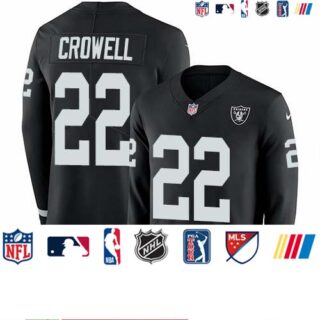 Nike Raiders #22 Isaiah Crowell Black Team Color Men's Stitched NFL Limited Therma Long Sleeve Jersey