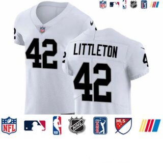 Nike Raiders #42 Cory Littleton White Men's Stitched NFL New Elite Jersey