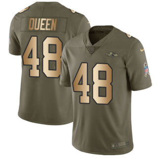 Nike Ravens #48 Patrick Queen Olive Gold Men's Stitched NFL Limited 2017 Salute To Service Jersey