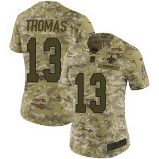 Nike Saints #13 Michael Thomas Camo Women's Stitched NFL Limited 2018 Salute to Service Jersey