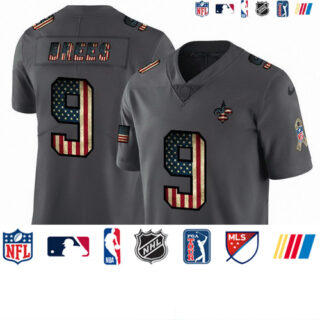 Nike Saints 9 Drew Brees 2019 Salute To Service USA Flag Fashion Limited Jersey