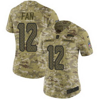 Nike Seahawks #12 Fan Camo Women's Stitched NFL Limited 2018 Salute to Service Jersey