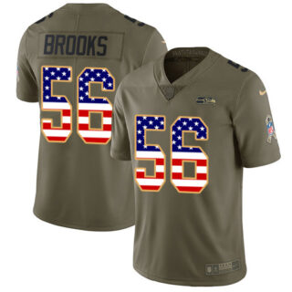 Nike Seahawks #56 Jordyn Brooks Olive USA Flag Men's Stitched NFL Limited 2017 Salute To Service Jersey