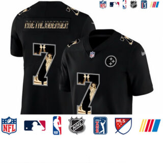 Nike Steelers 7 Ben Roethlisberger Black Statue Of Liberty Limited Jersey