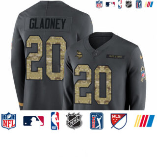 Nike Vikings #20 Jeff Gladney Anthracite Salute to Service Men's Stitched NFL Limited Therma Long Sleeve Jersey