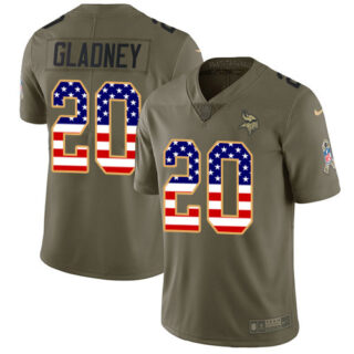 Nike Vikings #20 Jeff Gladney Olive USA Flag Men's Stitched NFL Limited 2017 Salute To Service Jersey