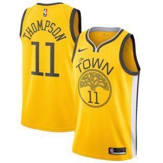 Nike Warriors #11 Klay Thompson Gold Big size custom