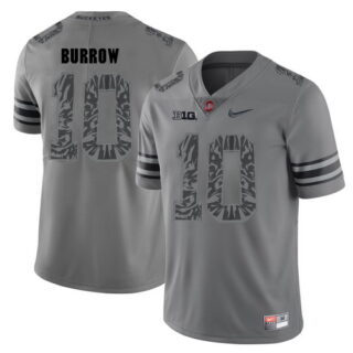 Ohio State Buckeyes 10 Joe Burrow Gray Shadow College Football Jersey