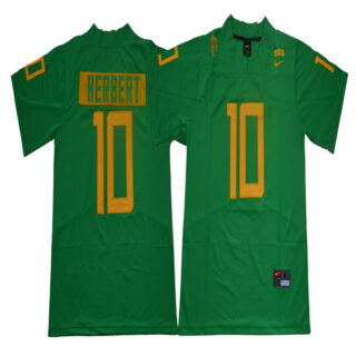 Oregon Ducks 10 Justin Herbert Green College Football Jersey