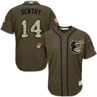 Orioles #14 Craig Gentry Green Salute to Service Stitched Baseball Jersey