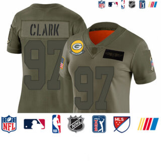 Packers #97 Kenny Clark Camo Women's Stitched Football Limited 2019 Salute to Service Jersey