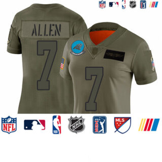 Panthers #7 Kyle Allen Camo Women's Stitched Football Limited 2019 Salute to Service Jersey
