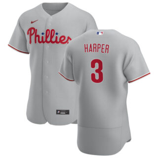 Philadelphia Phillies #3 Bryce Harper Men's Nike Gray Road 2020 Authentic Player MLB Jersey
