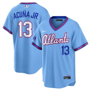 Men's Atlanta Braves #13 Ronald Acuna Jr. Powder Blue 2026 City Connect Stadium Stitched Baseball Jersey