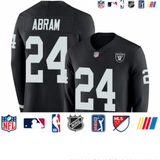 Raiders #24 Johnathan Abram Black Team Color Youth Stitched Football Limited Therma Long Sleeve Jersey