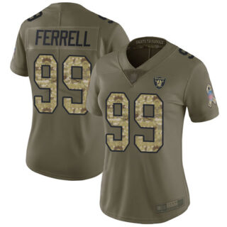 Raiders #99 Clelin Ferrell Olive Camo Women's Stitched Football Limited 2017 Salute to Service Jersey