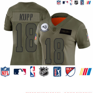 Rams #18 Cooper Kupp Camo Women's Stitched Football Limited 2019 Salute to Service Jersey