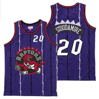 Raptors 20 Damon Stoudamire Purple Big Gray Red Logo Retro Jersey 13