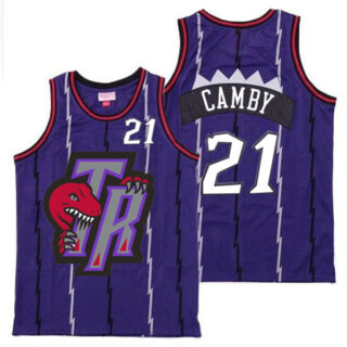 Raptors 21 Marcus Camby Purple Big Gray TR Logo Retro Jersey 10