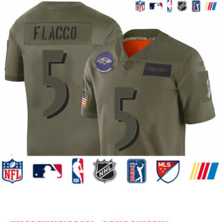 Ravens #5 Joe Flacco Camo Youth Stitched Football Limited 2019 Salute to Service Jersey