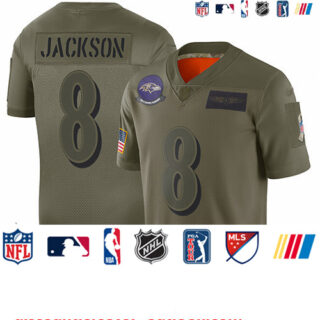 Ravens #8 Lamar Jackson Camo Youth Stitched Football Limited 2019 Salute to Service Jersey