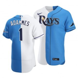 Rays #1 Willy Adames Split White Blue Two-Tone Jersey
