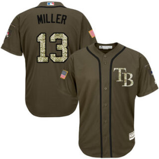 Rays #13 Brad Miller Green Salute to Service Stitched Baseball Jersey