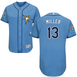 Rays #13 Brad Miller Light Blue Flexbase Authentic Collection Stitched Baseball Jersey
