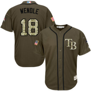 Rays #18 Joey Wendle Green Salute to Service Stitched Baseball Jersey