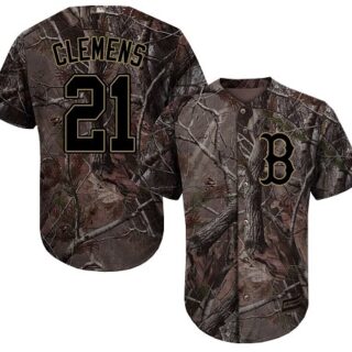 Red Sox #21 Roger Clemens Camo Realtree Collection Cool Base Stitched Baseball Jersey