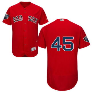 Red Sox #45 Pedro Martinez Red Flexbase Authentic Collection 2018 World Series Stitched MLB Jersey