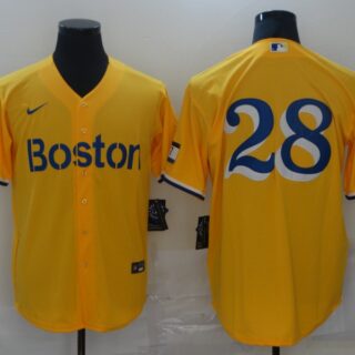 Red Sox 28 J.D. Martinez Gold Nike 2021 City Connect Replica Player Cool Base Jersey