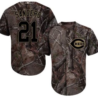 Reds #21 Reggie Sanders Camo Realtree Collection Cool Base Stitched Youth Baseball Jersey