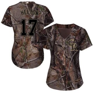 Rockies #17 Todd Helton Camo Realtree Collection Cool Base Women's Stitched Baseball Jersey