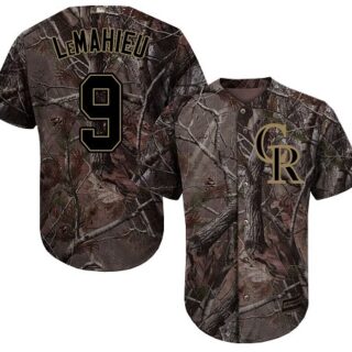 Rockies #9 DJ LeMahieu Camo Realtree Collection Cool Base Stitched Baseball Jersey