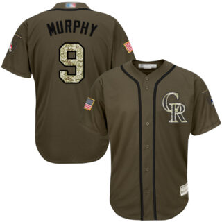 Rockies #9 Daniel Murphy Green Salute to Service Stitched Youth Baseball Jersey