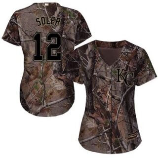 Royals #12 Jorge Soler Camo Realtree Collection Cool Base Women's Stitched Baseball Jersey