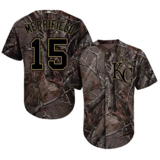 Royals #15 Whit Merrifield Camo Realtree Collection Cool Base Stitched Youth Baseball Jersey