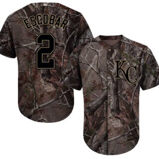 Royals #2 Alcides Escobar Camo Realtree Collection Cool Base Stitched Youth Baseball Jersey