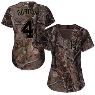 Royals #4 Alex Gordon Camo Realtree Collection Cool Base Women's Stitched Baseball Jersey