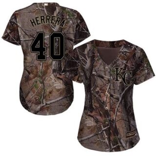 Royals #40 Kelvin Herrera Camo Realtree Collection Cool Base Women's Stitched Baseball Jersey